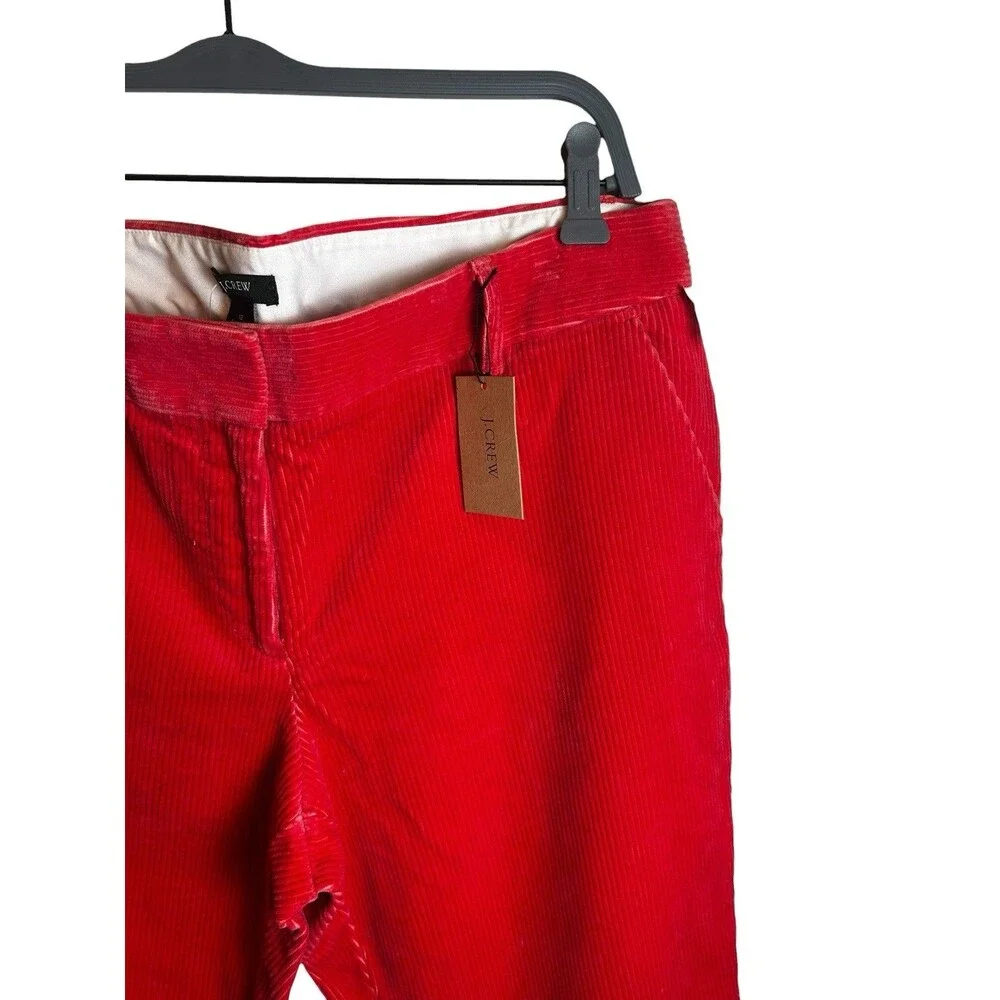 NWT J Crew Red Corduroy Pants Womens Size 12 Low Fit Straight Leg Lush Cords